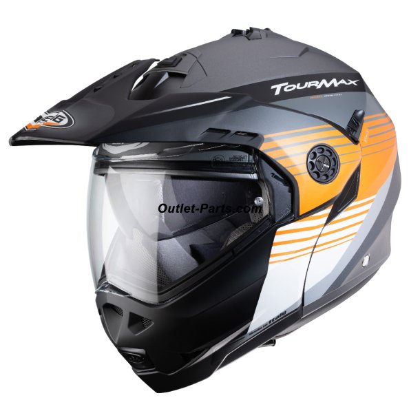 CABERG TOURMAX TITAN FLIP-UP Hjelm MAT GR/ ORANGE/ HVID