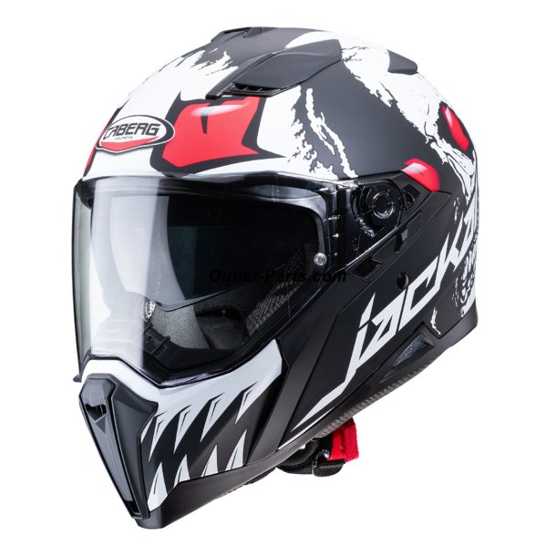 CABERG JACKAL DARKSIDE FULL FACE Hjelm MAT SORT/ HVID/ RD FLUO